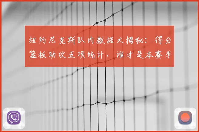 纽约尼克斯队内数据大揭秘：得分篮板助攻五项统计，谁才是本赛季的真实王者？